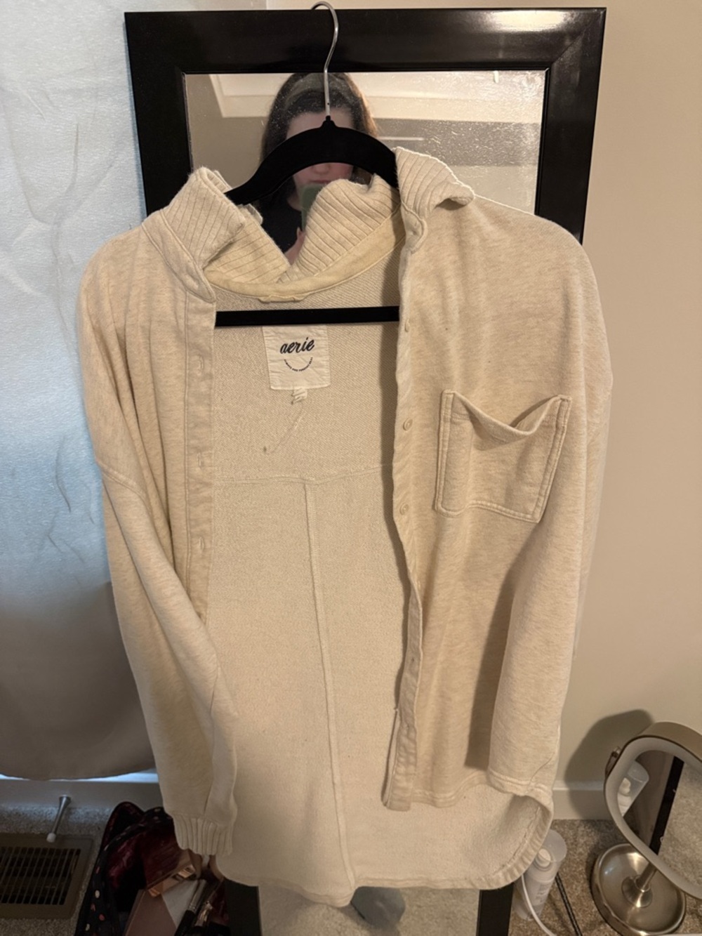 aerie Cream long sleeve button up top